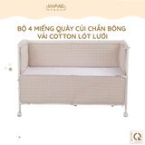 Bộ 4 Miếng Quây Cũi Chần Bông Vải Cotton Lót Lưới Khang Home