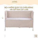  Bộ 4 Miếng Quây Cũi Chần Bông Vải Cotton Lót Lưới Khang Home 