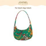 Túi Xách Kẹp Nách , Đeo Vai Họa Tiết Con Công Vải Linen KhangHome - Hottrend Mùa Tết