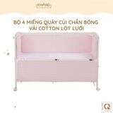 Bộ 4 Miếng Quây Cũi Chần Bông Vải Cotton Lót Lưới Khang Home