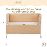 Bộ 4 Miếng Quây Cũi Chần Bông Vải Cotton Lót Lưới Khang Home