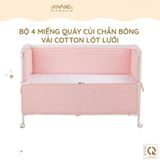 Bộ 4 Miếng Quây Cũi Chần Bông Vải Cotton Lót Lưới Khang Home