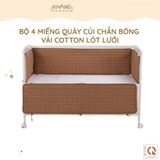 Bộ 4 Miếng Quây Cũi Chần Bông Vải Cotton Lót Lưới Khang Home
