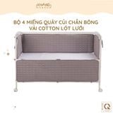 Bộ 4 Miếng Quây Cũi Chần Bông Vải Cotton Lót Lưới Khang Home