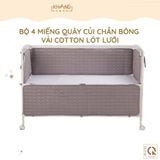  Bộ 4 Miếng Quây Cũi Chần Bông Vải Cotton Lót Lưới Khang Home 