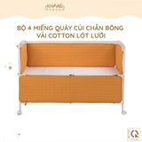 Bộ 4 Miếng Quây Cũi Chần Bông Vải Cotton Lót Lưới Khang Home