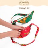 TÚI BAO TỬ ĐEO CHÉO HỌA TIẾT CON CÔNG VẢI LINEN KHANGHOME - HOTTREND MÙA TẾT