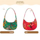 Túi Xách Kẹp Nách , Đeo Vai Họa Tiết Con Công Vải Linen KhangHome - Hottrend Mùa Tết