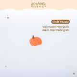Gối Ôm Vải Xô Muslin Thêu Trái Bí Phiên Bản Halloween Cao Cấp KhangHome Thoáng Khí, Hỗ Trợ Giấc Ngủ Ngon Của Bé