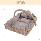 Vỏ Áo Nôi Vuông Vải Cotton Khang Home (Không Bao Gồm Mút Nôi, Vòm Nôi , Gối)