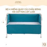 Bộ 4 Miếng Quây Cũi Chần Bông Vải Cotton Lót Lưới Khang Home