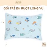 Gối Nằm Trẻ Em Vải Cotton Ruột Lông Vũ (Microfiber) Khang Home - An Toàn, Êm Ái, Mềm Mại Cho Bé