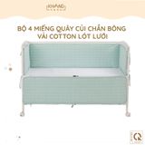 Bộ 4 Miếng Quây Cũi Chần Bông Vải Cotton Lót Lưới Khang Home