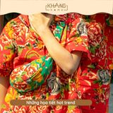 TÚI BAO TỬ ĐEO CHÉO HỌA TIẾT CON CÔNG VẢI LINEN KHANGHOME - HOTTREND MÙA TẾT