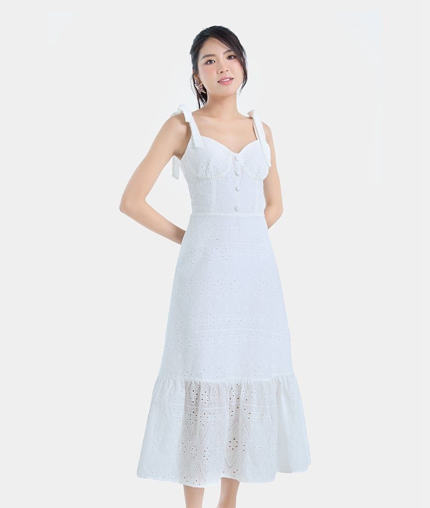 Đầm dài maxi vai cột nơ