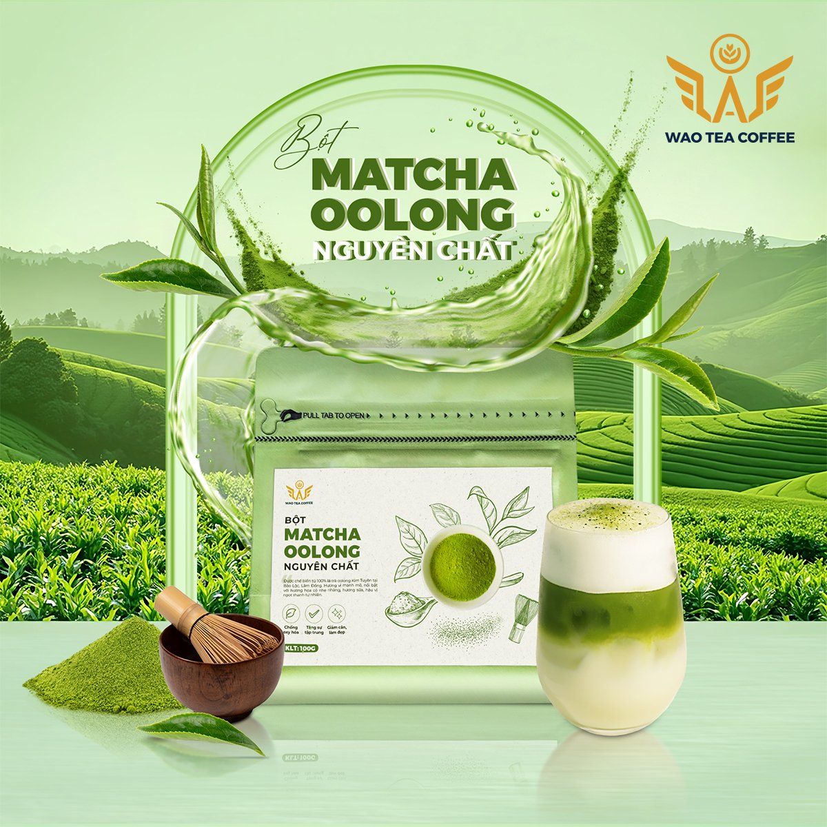 Matcha Oolong Nguyên Chất WAO (100g)