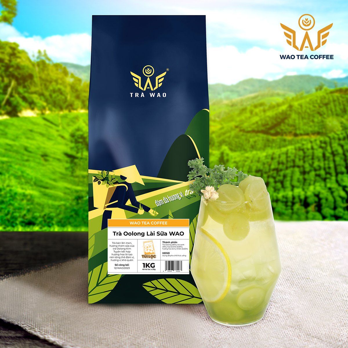 Trà Oolong Lài (Nhài) Sữa WAO (1kg-40 túi lọc)