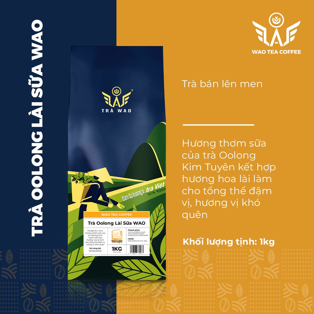  Trà Oolong Lài (Nhài) Sữa WAO (1kg-40 túi lọc) 
