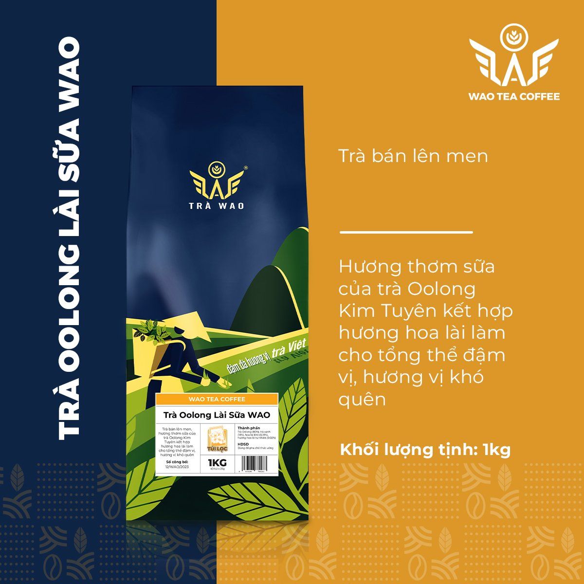 Trà Oolong Lài (Nhài) Sữa WAO (1kg-40 túi lọc)