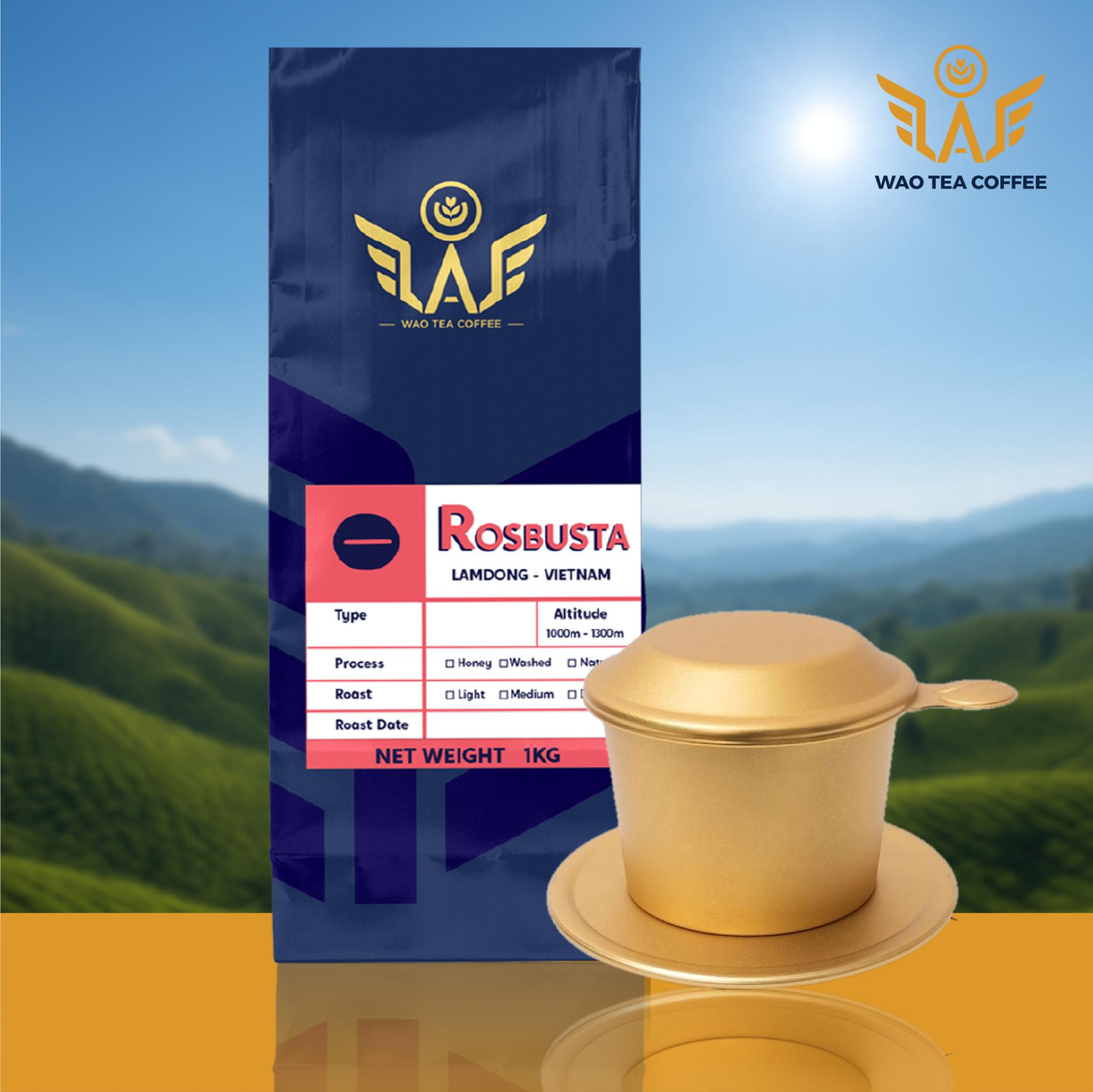 Cà Phê hạt Robusta WAO (1kg)