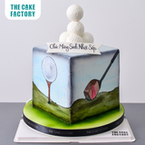  Bánh fondant lập phương vẽ tay chủ đề golf 