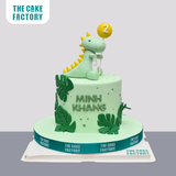  Bánh fondant sinh nhật cho bé trai hình chú khủng long xanh 