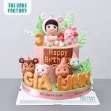  Bánh fondant bé gái rừng xanh 