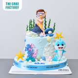  Bánh fondant bé trai cưỡi cá 