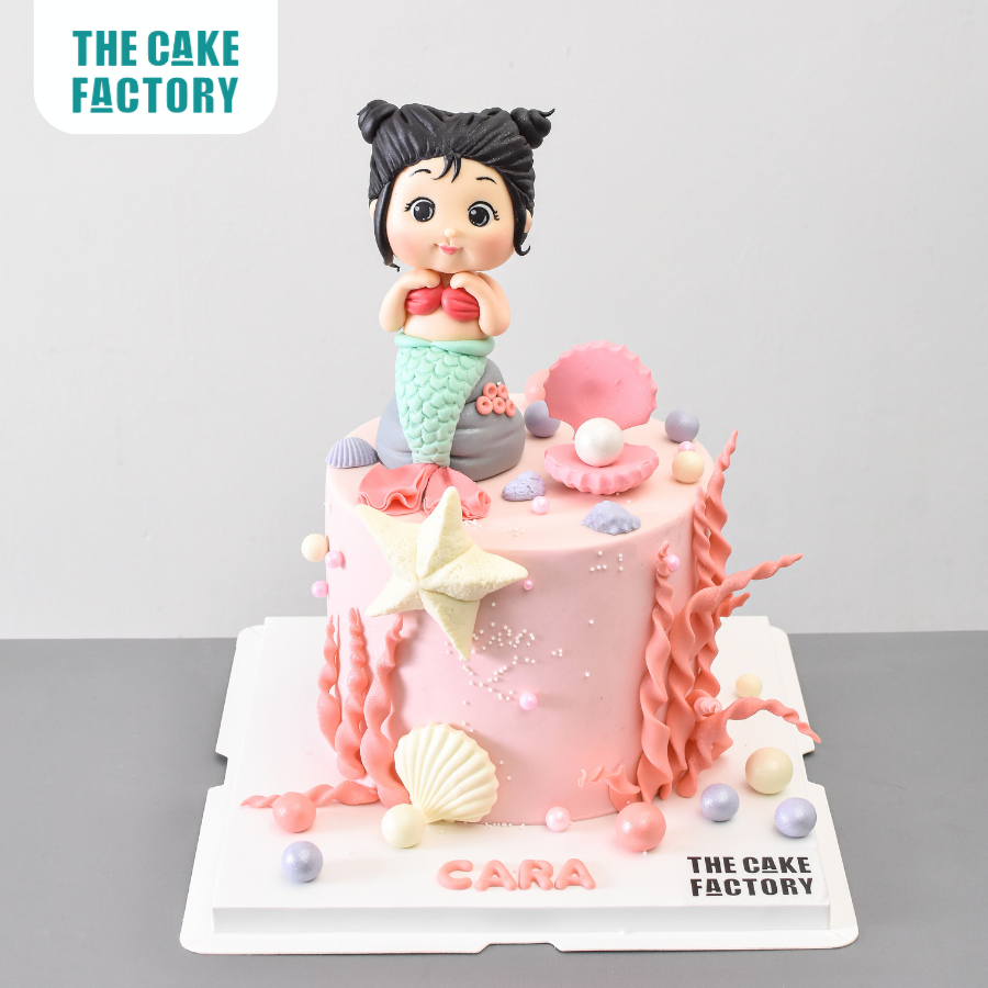  Bánh fondant tiên cá nhỏ màu hồng 