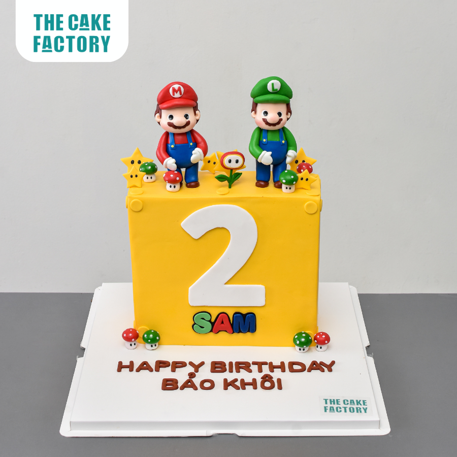  Bánh fondant khối Mario và Luigi đáng yêu 
