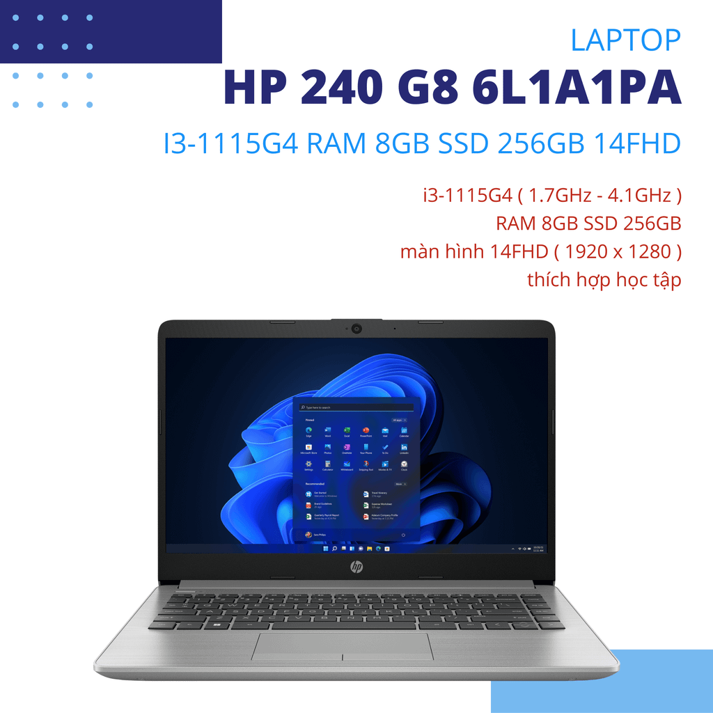 Laptop HP 240 G8 i3-1115G 8GB 256GB W11 6L1A1PA