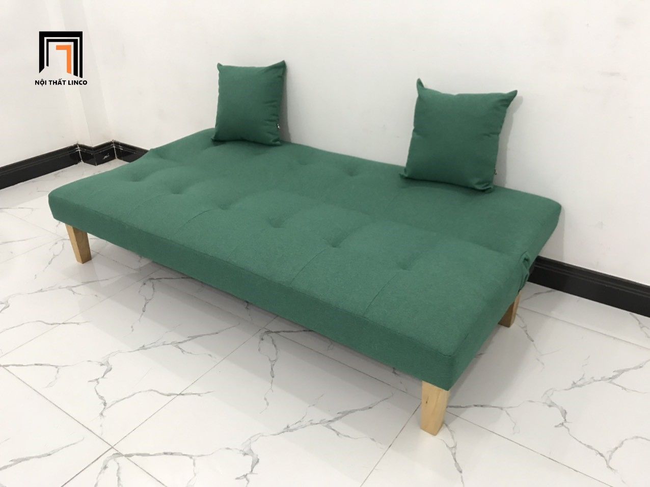 Bộ ghế sofa giường xanh ngọc dài 1m72 cho phòng nhỏ
