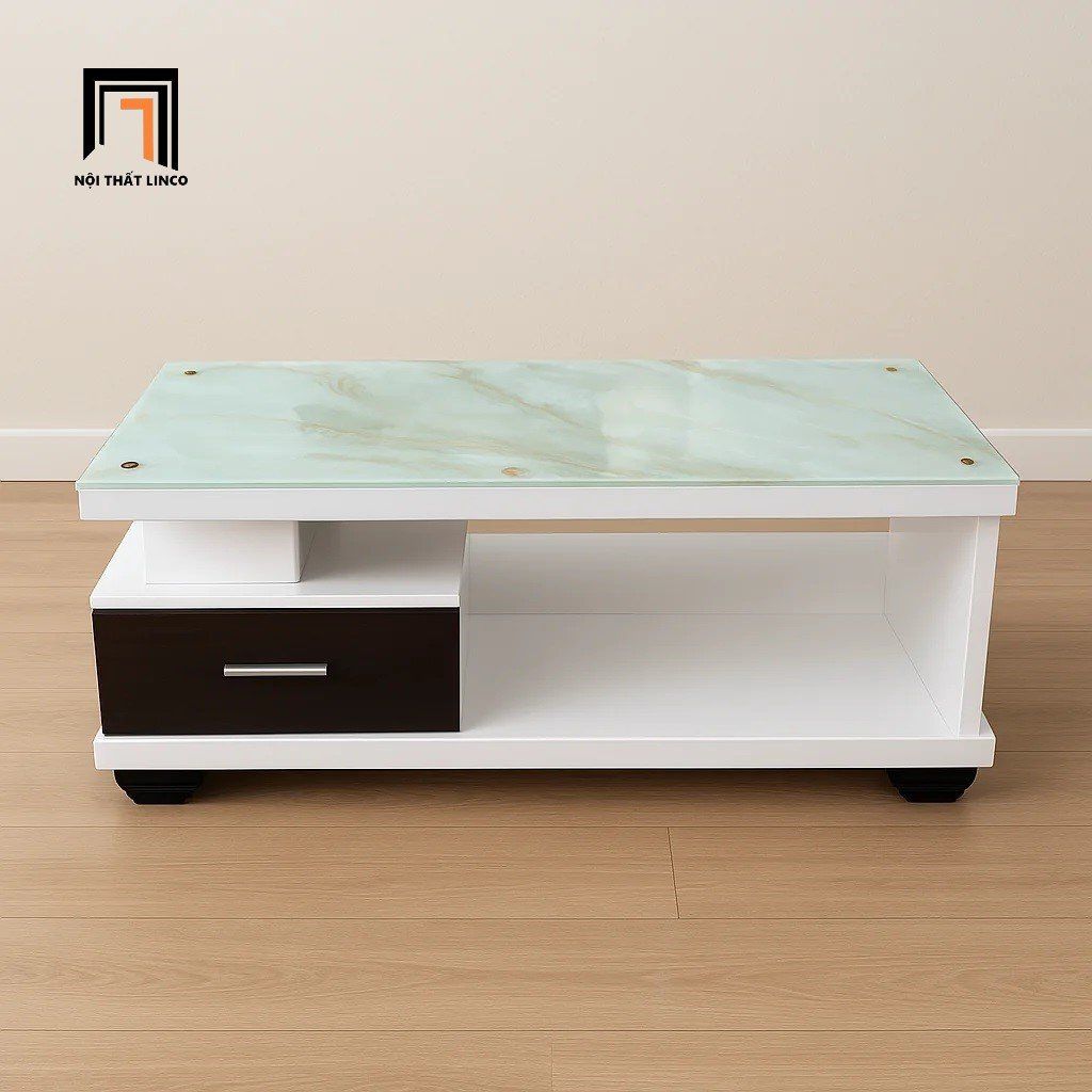 Bàn trà phòng khách hình hộp BTPK5 Ulfah 1m x 50 kính giả đá