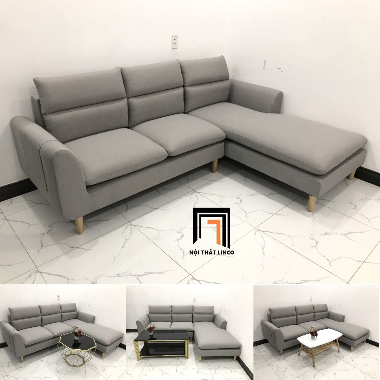 Bộ ghế sofa góc L 2m2 x 1m6 đẹp cho gia đình