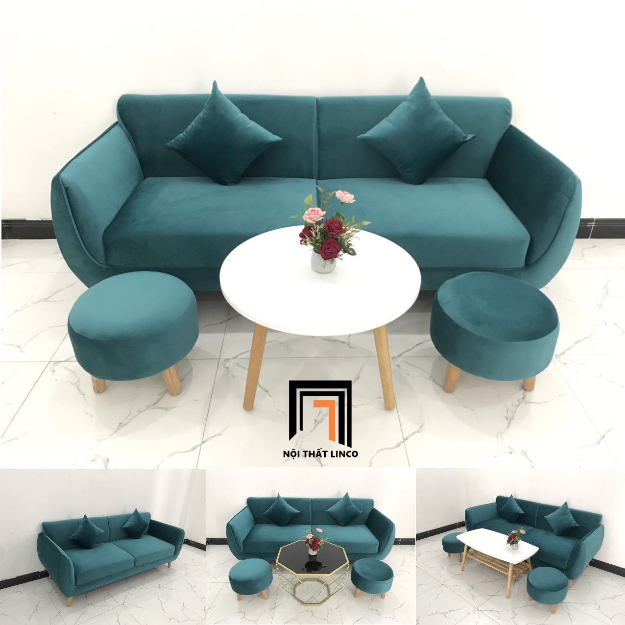 Bàn ghế sofa băng phòng khách BB 1m9 xanh lá cây giá rẻ
