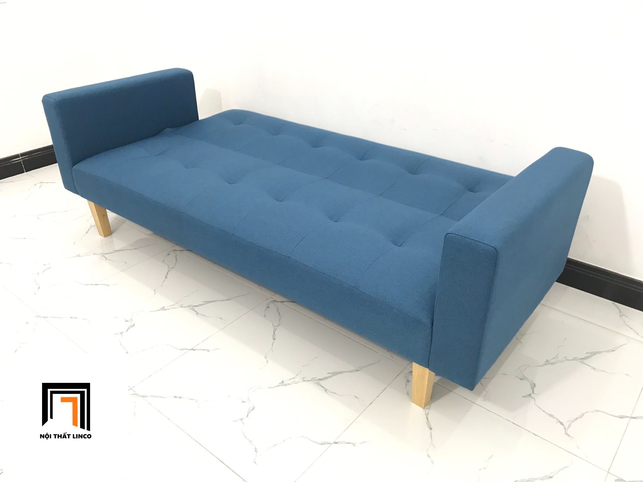 Bộ ghế sofa văng dài BTV dài 2m bật nằm xanh dương
