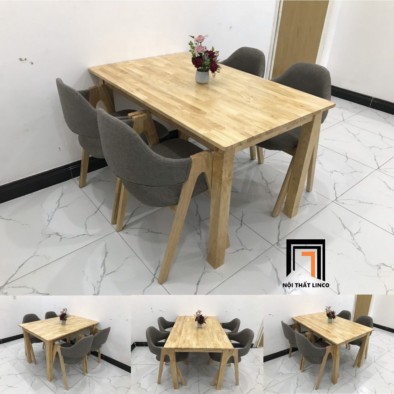 Bộ bàn ghế ăn gỗ giá rẻ 7-KH4-G5-B108-go cho nhà bếp nhỏ