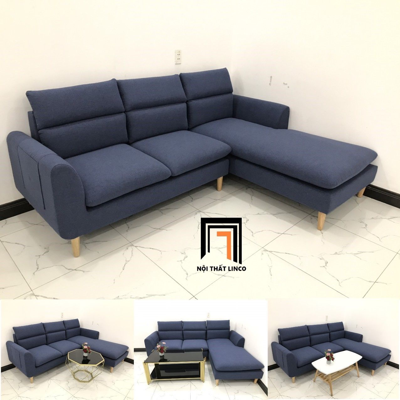 Bộ ghế sofa góc L 2m2 x 1m6 đẹp cho gia đình
