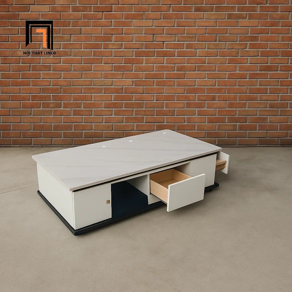 Bàn sofa phòng khách chung cư BTPK83 Slater 1m mặt đá trắng