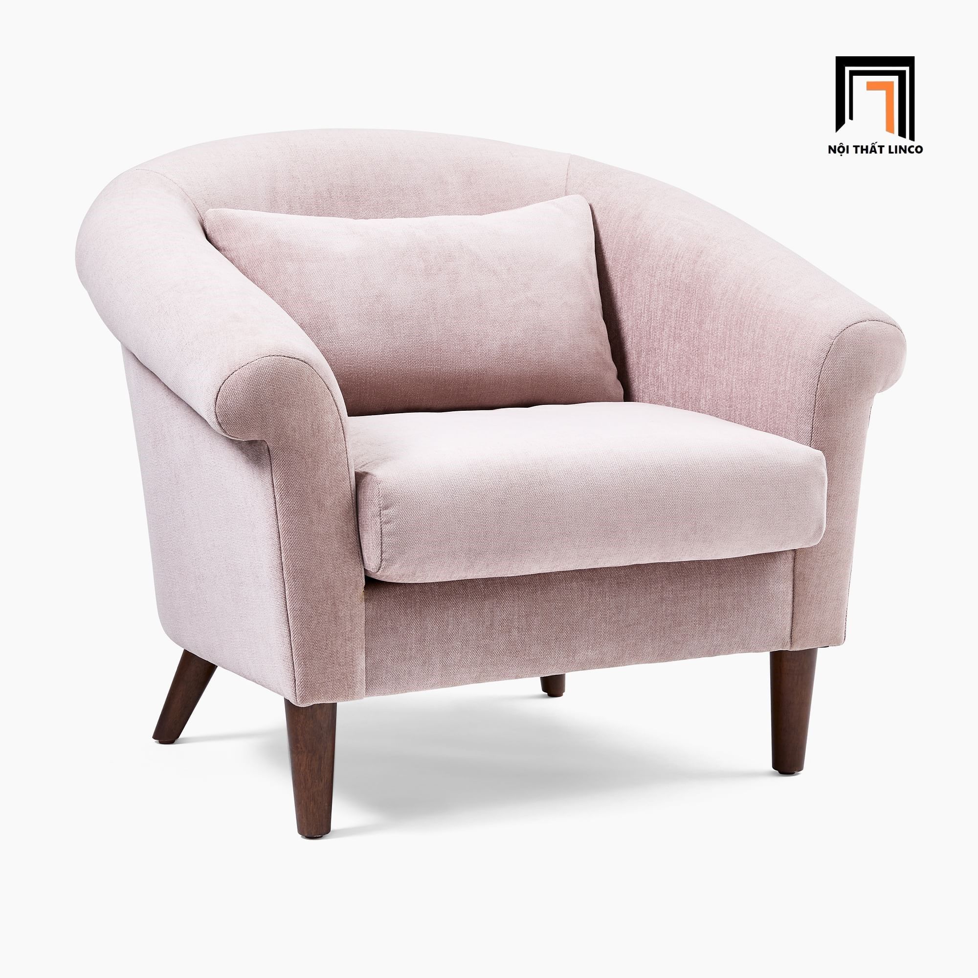 Ghế sofa đơn xinh xắn DT22 Parlo vải nỉ màu hồng phấn