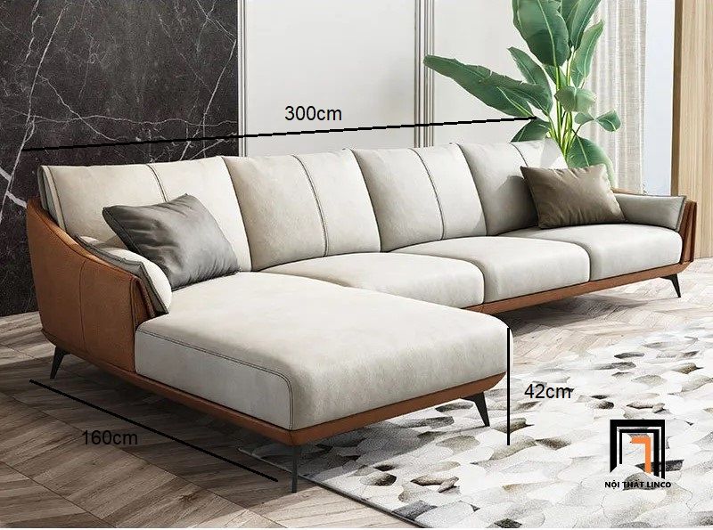 Bộ ghế sofa góc L GT34 Milliner 3m x 1m6 da công nghiệp