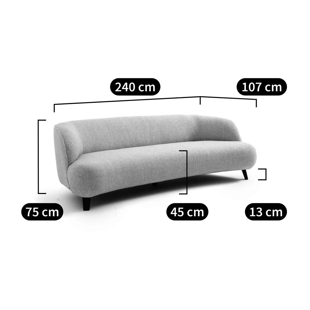 Ghế sofa băng cong giá rẻ BT94 Callina dài 2m màu xanh đậm