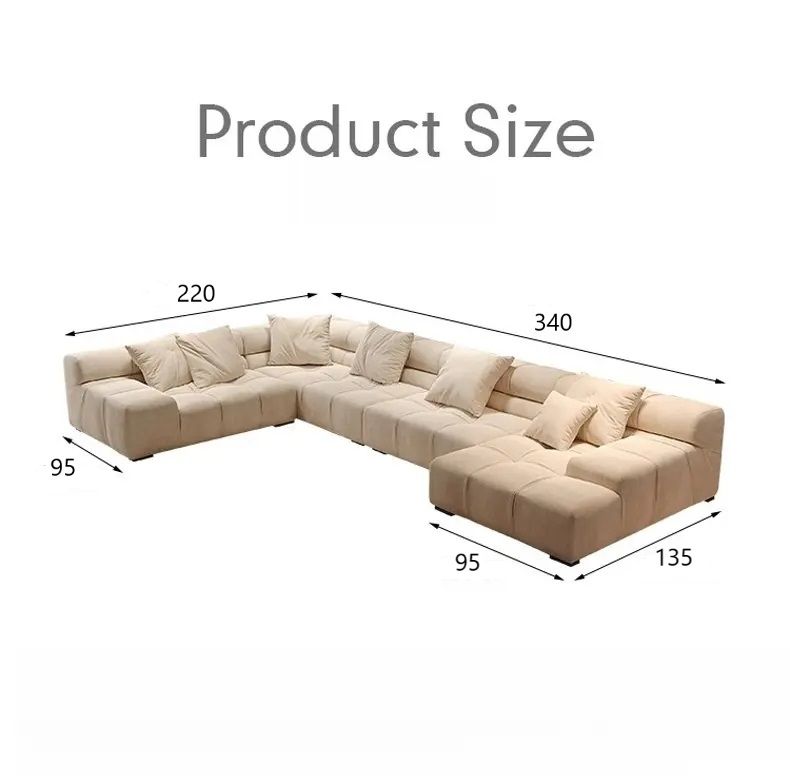 Set ghế sofa U da công nghiệp UT21 Brooker 3m4 xám trắng