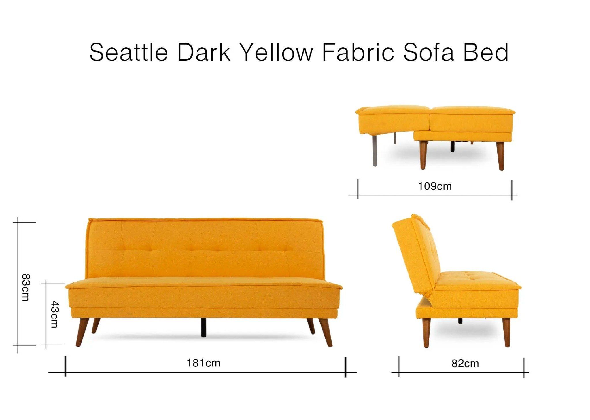 Ghế sofa giường đa năng dài 1m8 GB40 Seattle màu vàng