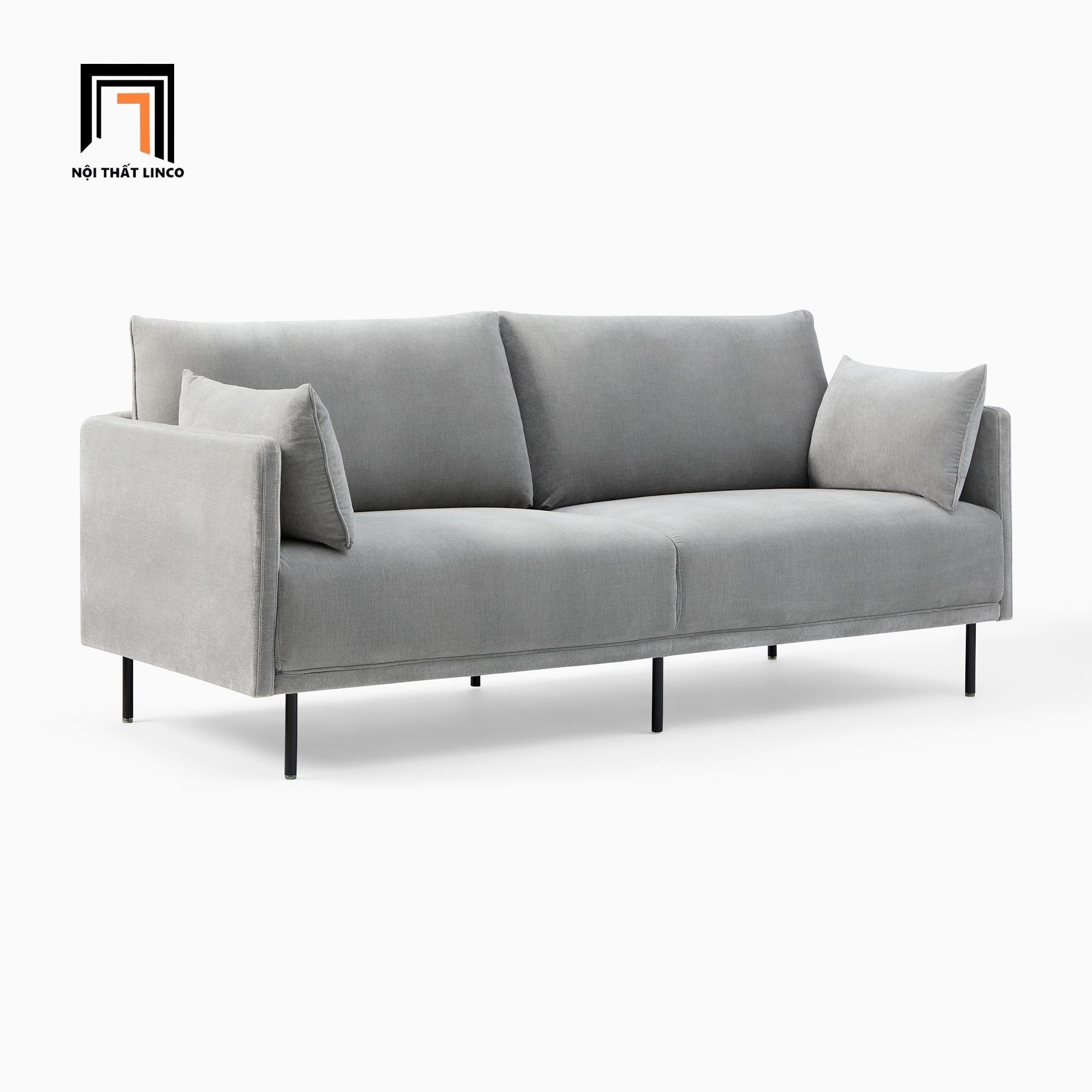 Ghế sofa văng vải nhung hiện đại BT112 Elia 1m9 màu xám tro