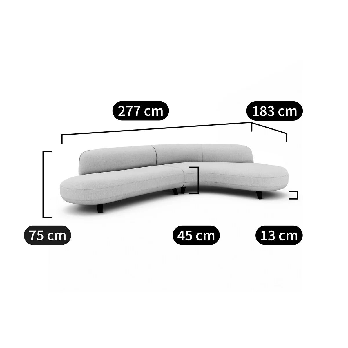 Bộ ghế sofa góc chữ L GT59 Hoek 2m8 x 1m8 cho không gian lớn