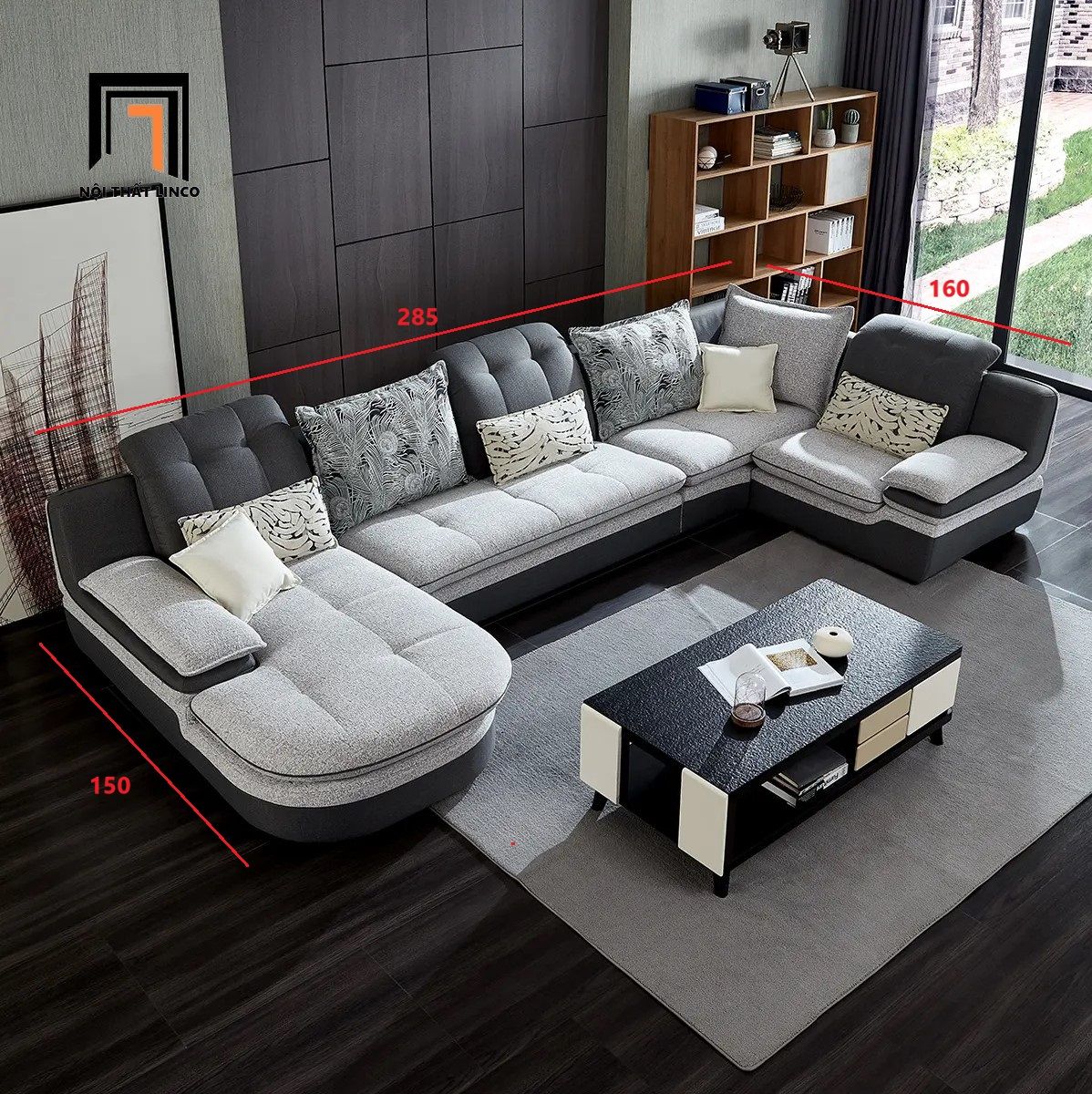 Set ghế sofa U gia đình diện tích lớn UT9 Timme 2m85 giá rẻ
