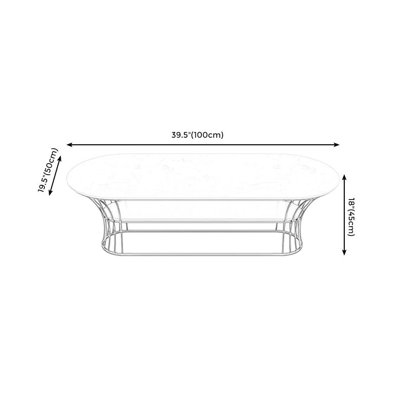 Bàn sofa gia đình xinh xắn BSF50 Kirdy mặt đá oval 2 tầng