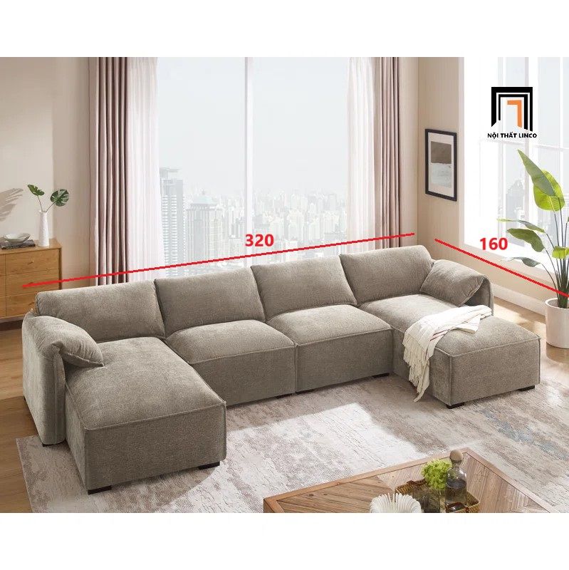 Set ghế sofa U phòng khách thư giãn UT28 Dermott 3m2 giá rẻ