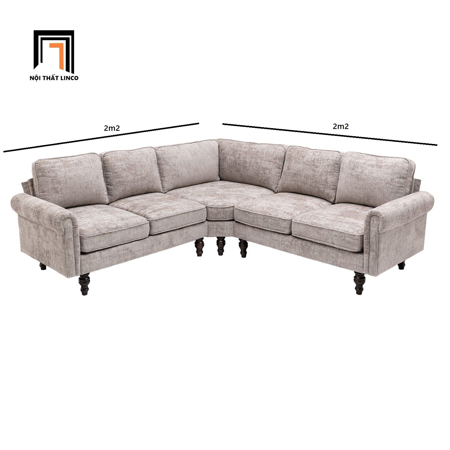 Bộ ghế sofa góc sang trọng 2m2 x 2m2 GT68 Winston vải nỉ